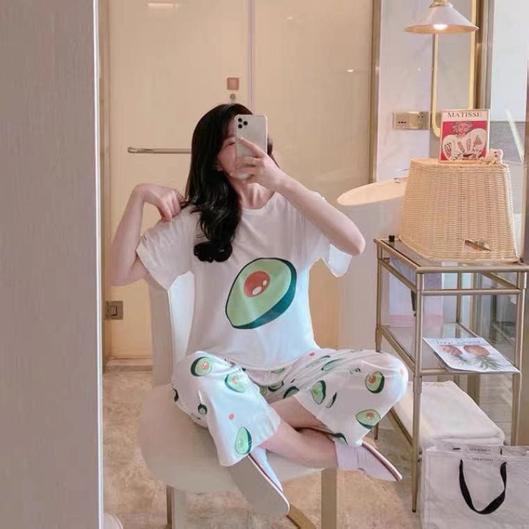 3600 เสิ้อผ้าผู้หญิง ชุดนอนลายการ์ตูนเจ้าหญิงผ้าคอตตอน 2ชิ้น เสื้อ+กางเกงเจ็ดส่วน สินค้า รูปที่ 7