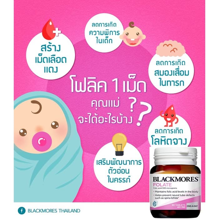 Blackmores Pregnancy Folate 500mg.90เม็ด แบล็คมอร์ส โฟเลท บำรุงสำหรับหญิงเตรียมตั้งครรภ์ ถึงหยุดให้นมบุตร ทานได้ 90 วัน รูปที่ 7