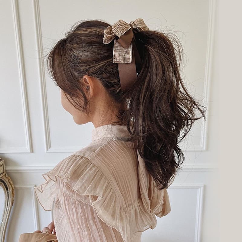 Bow banana clip กิ๊บกล้วย ผ้าทวิส ผ้าริ้บบิ้น ขนาด 11.5cm.การันตรีวัสดุดีมาก งานสวย เก็บผมหนาได้ เก็บผมได้แน่น กิ๊บติดผม รูปที่ 2
