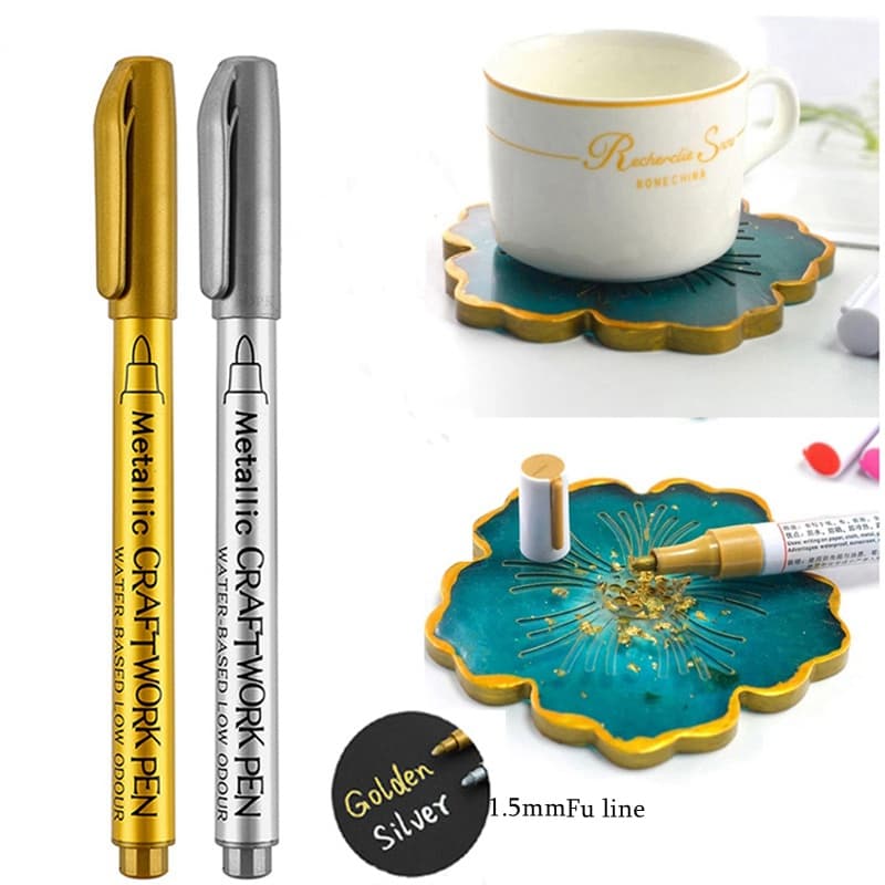 ปากกามาร์กเกอร์ โลหะ กันน้ํา สีทอง สีเงิน 1.5 มม. สําหรับทํางานศิลปะ งานฝีมือ DIY รูปที่ 1