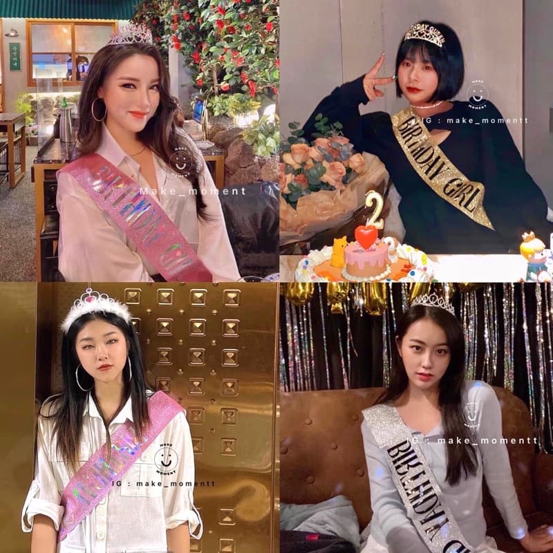 มงกุฎสะพายวันเกิด สายสะพายผ้าซาตินอย่างดี มีกริตเตอร์สวยหรู มีหลายแบบคลิ๊กเลย รูปที่ 1