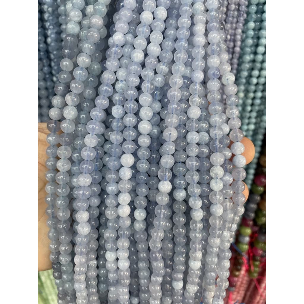 ลูกปัดหินอความารีนธรรมชาติ สีฟ้า 4 6 8 10 12 มม. สําหรับทําเครื่องประดับ สร้อยข้อมือ Diy รูปที่ 7