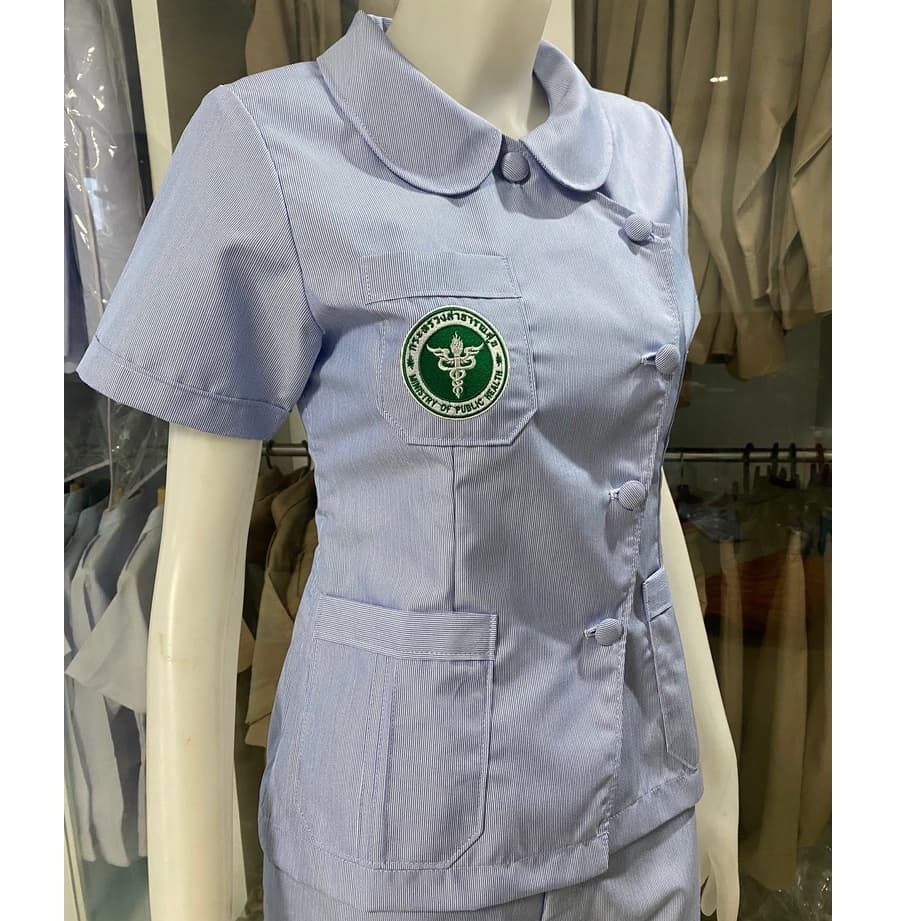 เสื้อฟ้าสาธารณสุข คอบัวมนป้าย รูปที่ 6