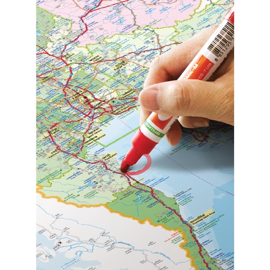 โปสเตอร์แผนที่ประเทศไทยแสดงข้อมูลจังหวัดและระยะทาง Map of Thailand: Provincial and Distance Information รูปที่ 3