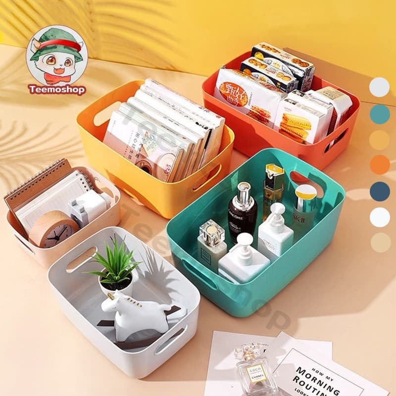 กล่องเก็บของ ตะกร้าเก็บของ กล่องพลาสติกเก็บของ กล่องพลาสติก มี3ขนาด 7สี สินค้าส่งจากไทย รูปที่ 1