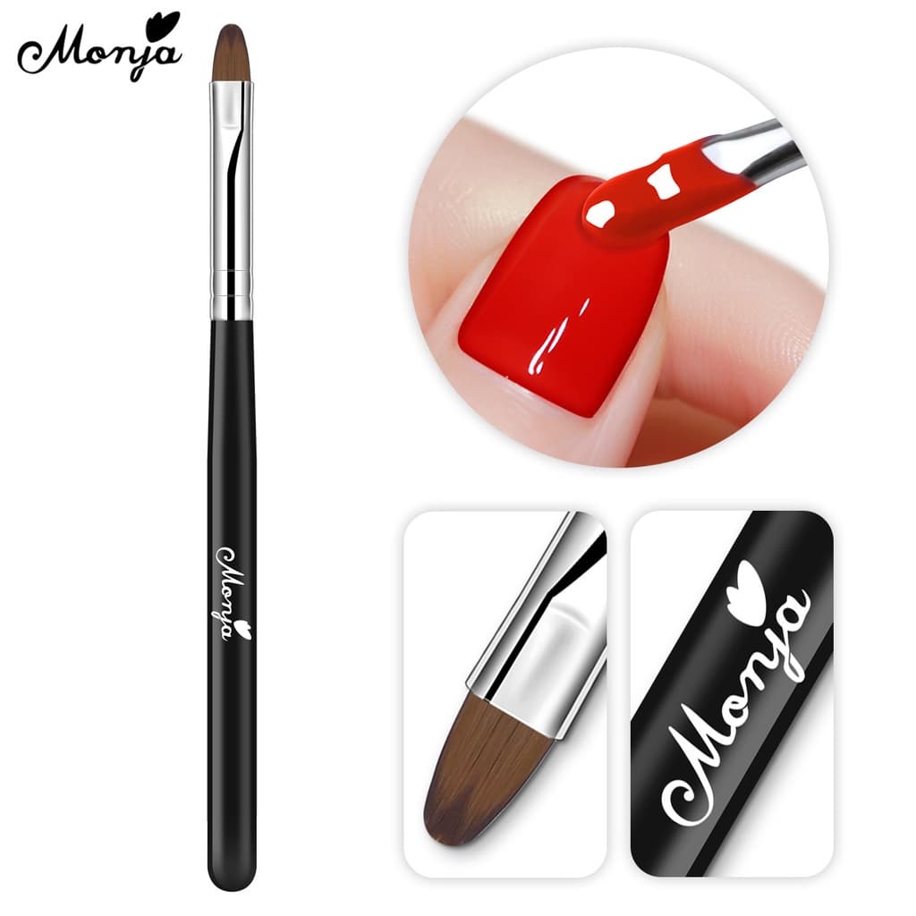 Monja แปรงทาเล็บอะคริลิค ยูวีเจล สีดํา สําหรับตกแต่งเล็บ 1 ชิ้น nail gel polish draw paint brush pen รูปที่ 1