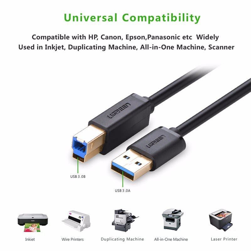 UGREEN สายต่อปริ้นเตอร์ USB 3.0 A Male to USB B Male Printer Scanner Cable ยาว 1-2M รุ่น US210 รูปที่ 6