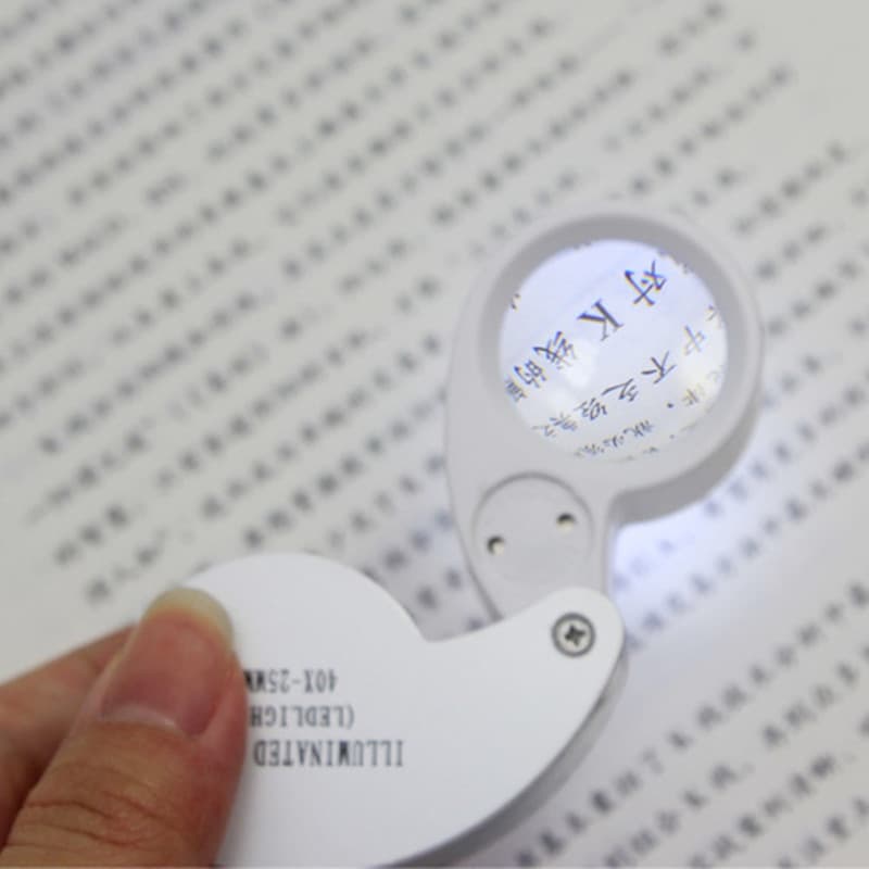 40X25 มิลลิเมตรแก้ว Jeweler แว่นขยายแว่นขยายเครื่องประดับแว่นตา Loupe ในตัวไฟ LED รูปที่ 9
