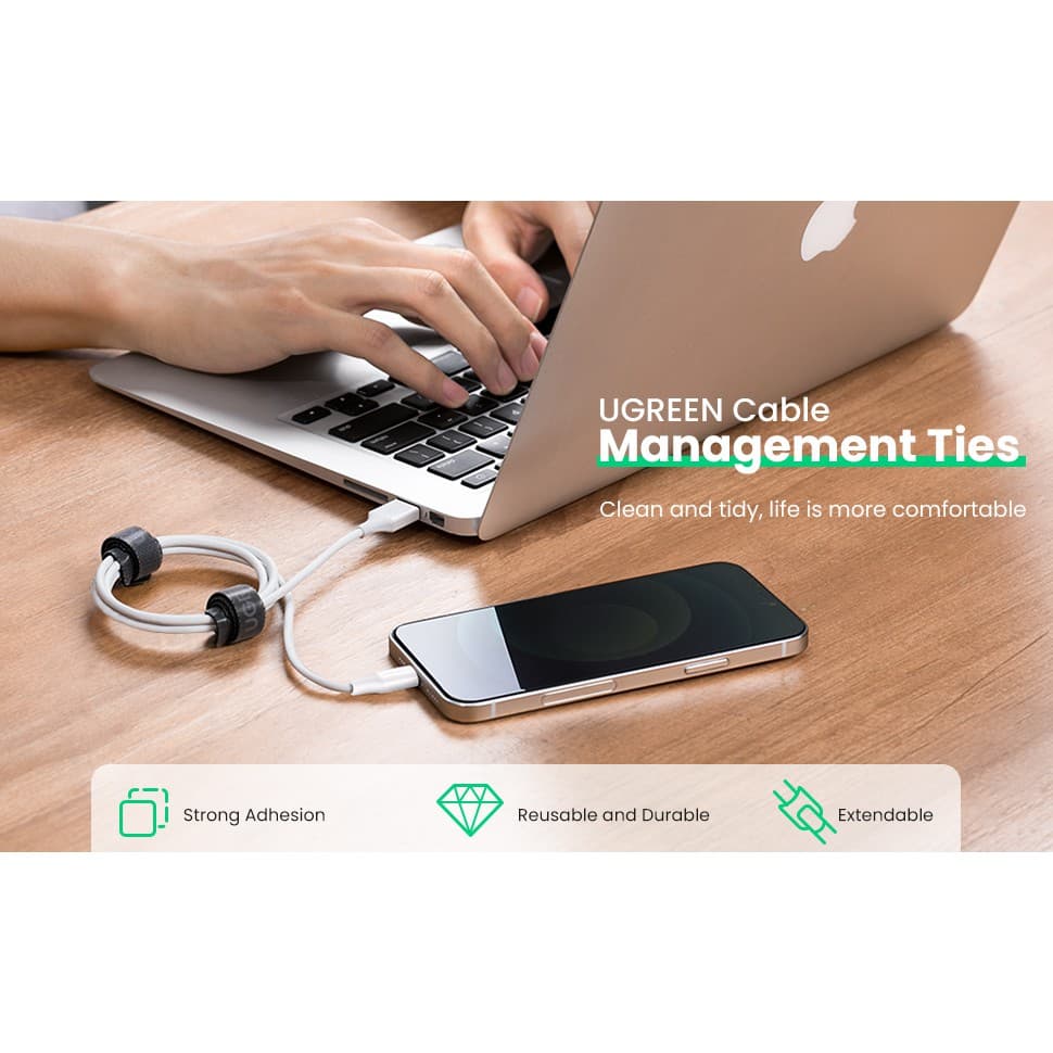 UGREEN รุ่น 20245 เมจิกเทป ตีนตุ๊กแก เวลโครเทป พันเก็บสาย Reusable Magic Tie Hook and Loop Small Tape Pack of 20 Adjusta รูปที่ 3