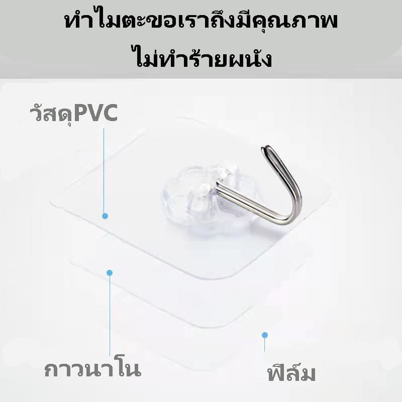 ตะขอติดผนัง ตะขอพลังช้าง แท้100% รับน้ำหนักได้ 20 kg ตะขอแขวน ตะขอ ที่ติดฝาผนัง ตะขอ ตะขอแขวนติดผนัง ไม่ต้องเจาะ ติดทน รูปที่ 9