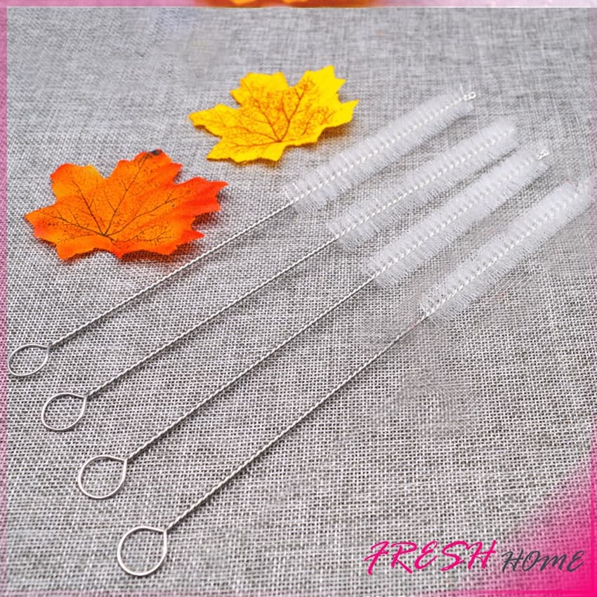 แปรงล้างหลอดดูด จุกนม ขนไนล่อน ไม่ทำให้เป็นรอย Stainless steel soft straw straw brush รูปที่ 3