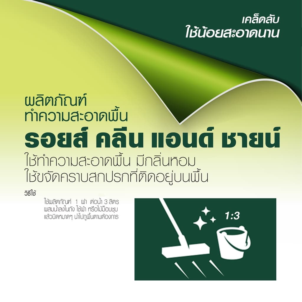 รอยส์ น้ำยาถูพื้น ROYS CLEAN & SHINE ขนาด 3.8 ลิตร รูปที่ 3