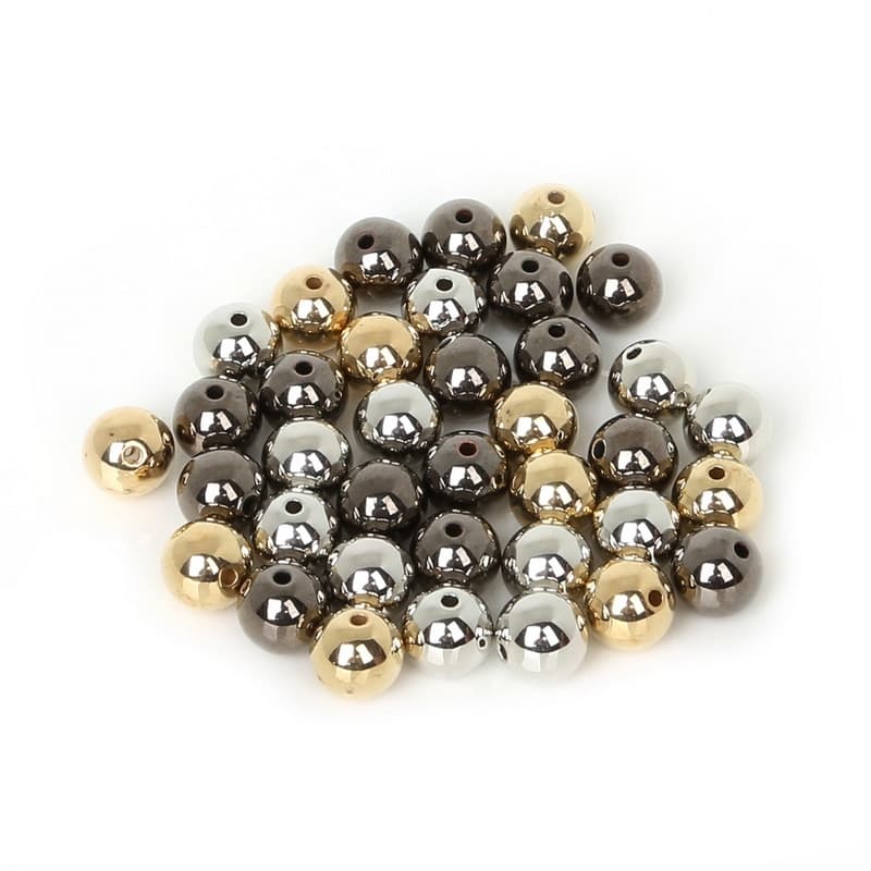 4 6 8 10 12 มม . 30-300 ชิ้น Gold / Gun - Metal Plated Ccb Round Seed Spacer ลูกปัดสําหรับทําเครื่องประดับ Diy Bse009 รูปที่ 9