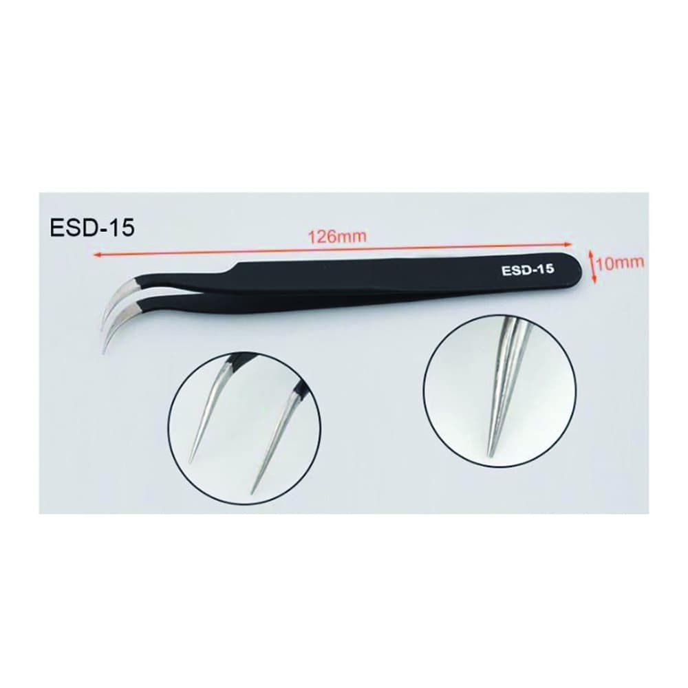 แหนบ สแตนเลสสตีล Tweezer ESD-12 ปลายหัวแหลม ตรง / ESD-15 ปลายหัวแหลม โค้ง รายละเอียด รูปที่ 3