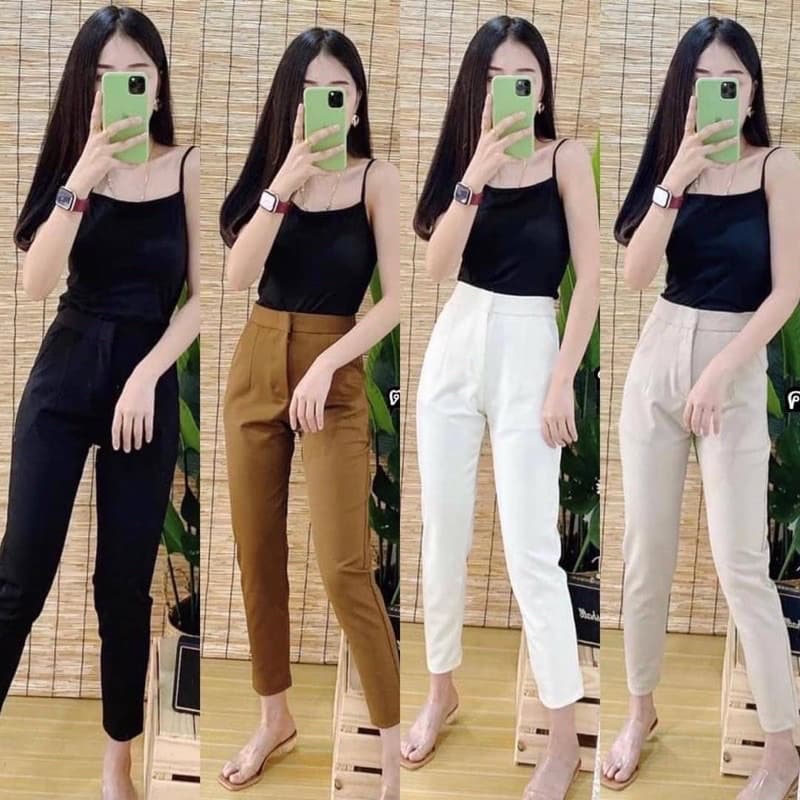 กางเกงทรงโรเชฟ 7-8ส่วน ผ้าฮานาโกะใส่ทำงานได้ รูปที่ 1