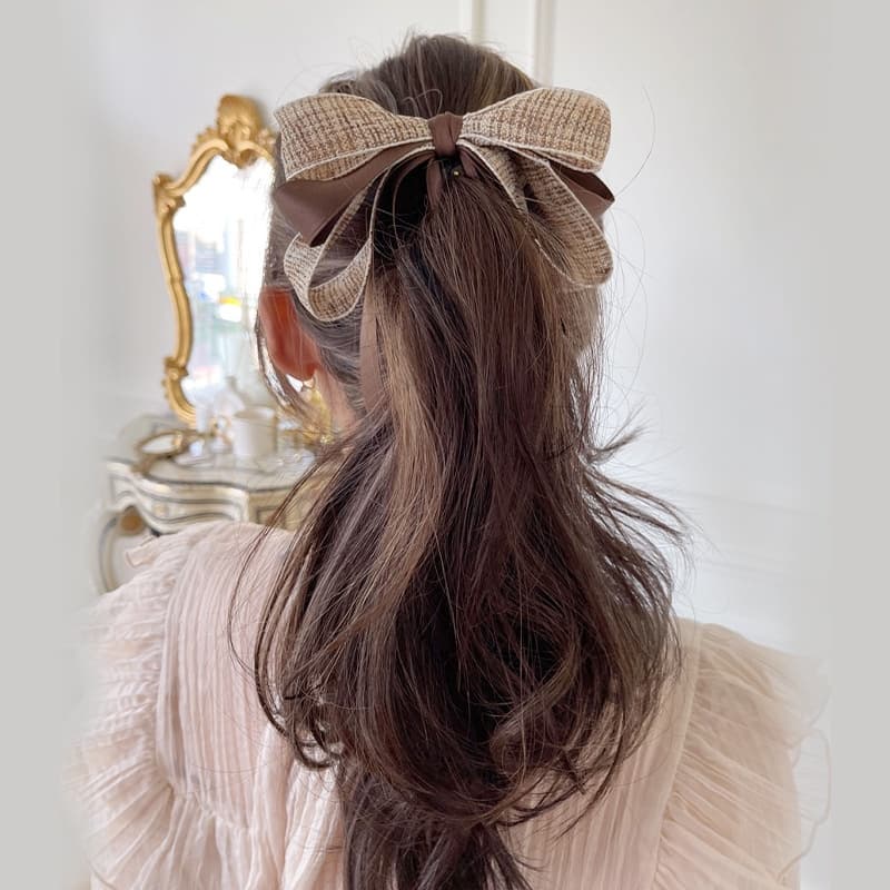 Bow banana clip กิ๊บกล้วย ผ้าทวิส ผ้าริ้บบิ้น ขนาด 11.5cm.การันตรีวัสดุดีมาก งานสวย เก็บผมหนาได้ เก็บผมได้แน่น กิ๊บติดผม รูปที่ 3