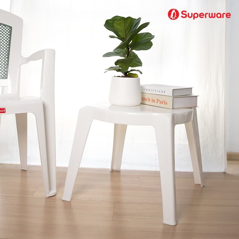 Srithai Superware โต๊ะสนาม ที่วางของ ด้านข้าง พลาสติก ทรงเหลี่ยมมน รุ่น T-13 สีขาว รูปที่ 6