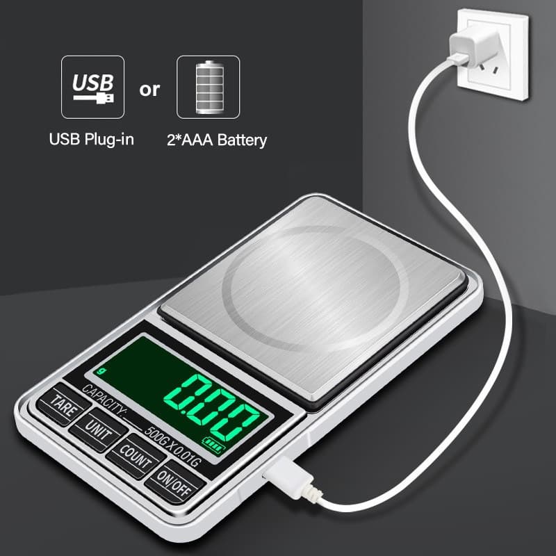 จัดส่งทันที แบบพกพา 0.01g มาตราส่วนเพชร อาหาร เครื่องชั่งครัว สายดาต้า USB รูปที่ 5
