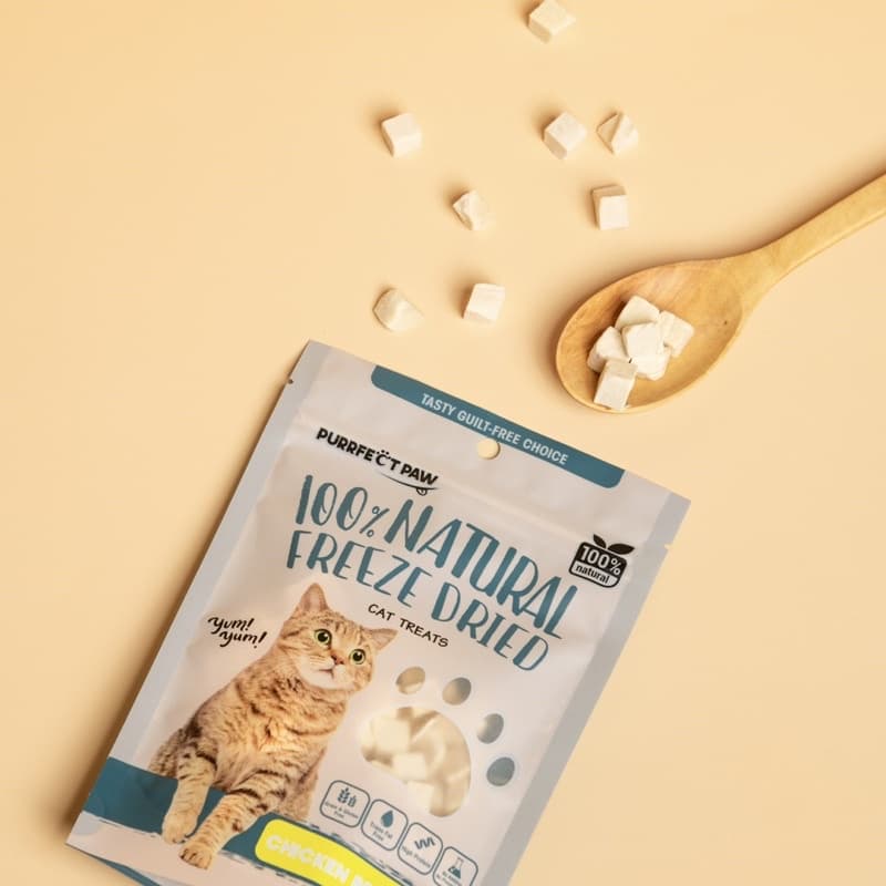 Purrfect Paw อกไก่ฟรีซดราย 100% ขนมแมวฟรีซดราย ดีต่อสุขภาพ บำรุงขน ขนมแมวไม่เค็ม Freeze dried แมว รูปที่ 5