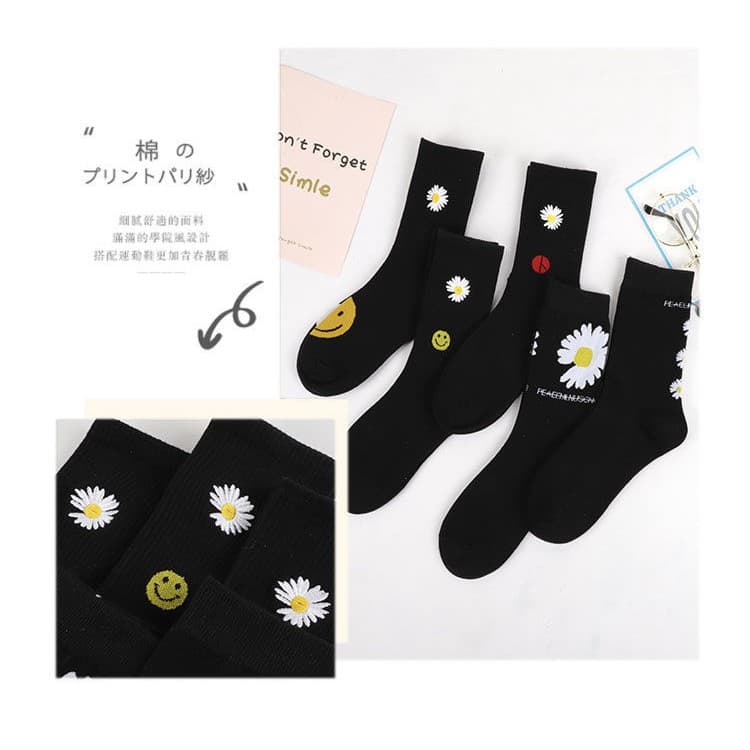 HOT ลายดอกคีปปิ้งเดซี่ลายเดียวก้นกับดารา ถุงเท้าดอกเดซี่ แฟชั่น ไชสั36-42 NO.34 รูปที่ 4