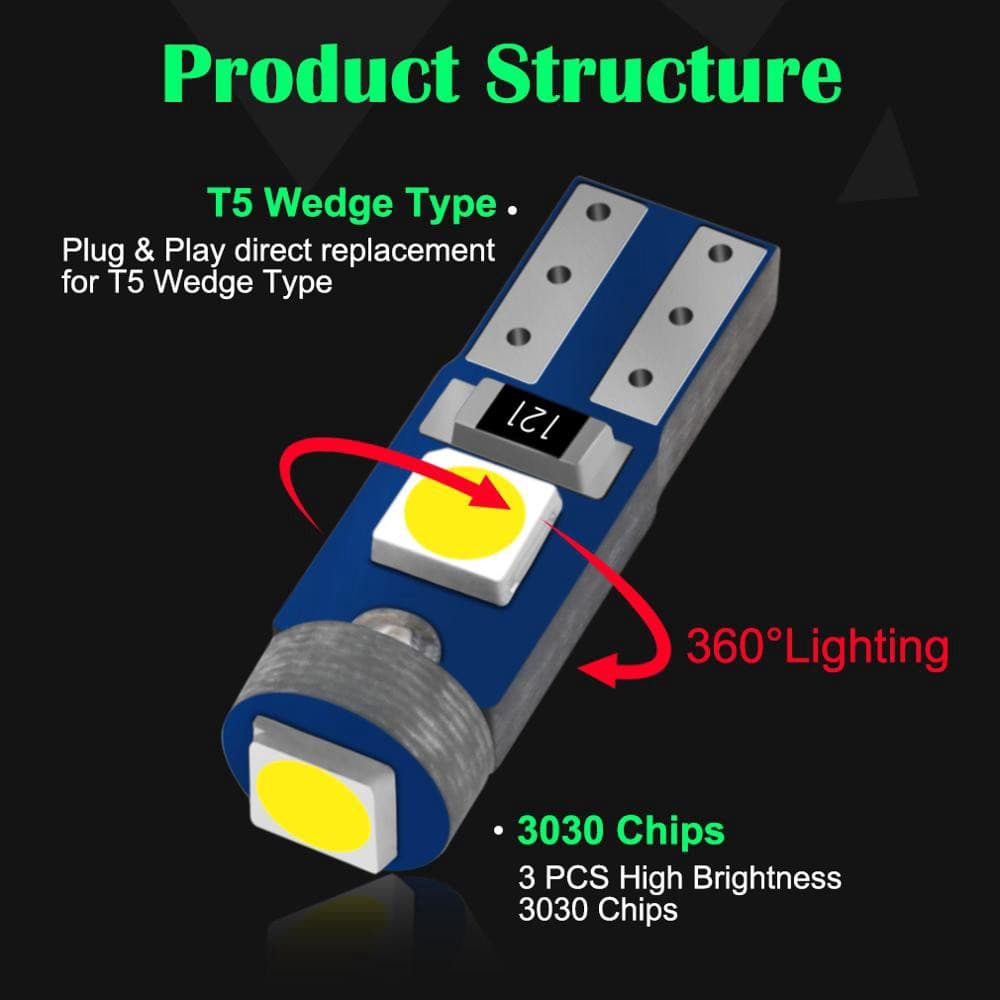 มี7สี หลอดไฟ LED T5 แผงหนัาปัด เรือนไมล์ สวิตช์แอร์ คอนโซล รูปที่ 2