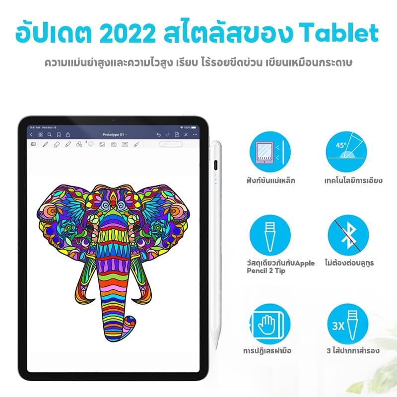 jamjake ปากกาไอแพด pencil Stylus Pen ปากกาสไตลัส ปากกา สำหรับ Air5 Air4 Air3 Mini6,5 Gen10,9,8,7,6 Pro11,12.9 2018-2023 รูปที่ 4