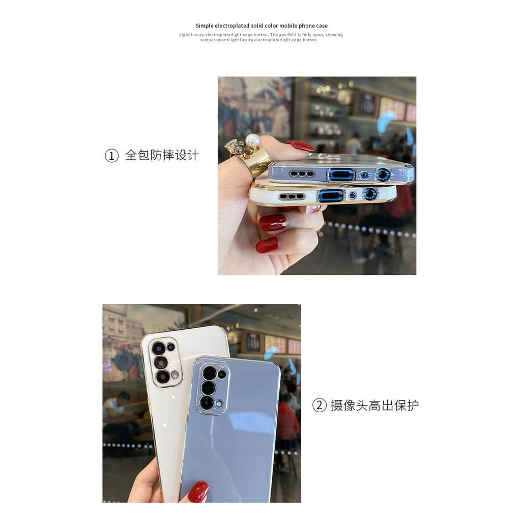 เคส OPPO Reno5 5G Reno 5 Pro 5G Reno6 5G A94 4G RENO 4 4G RENO 3 A74 5G A54 4Gelectroplate case soft Reno5 Reno5Pro เคสโทรศัพท์เคลือบด้วยไฟฟ้า รูปที่ 2