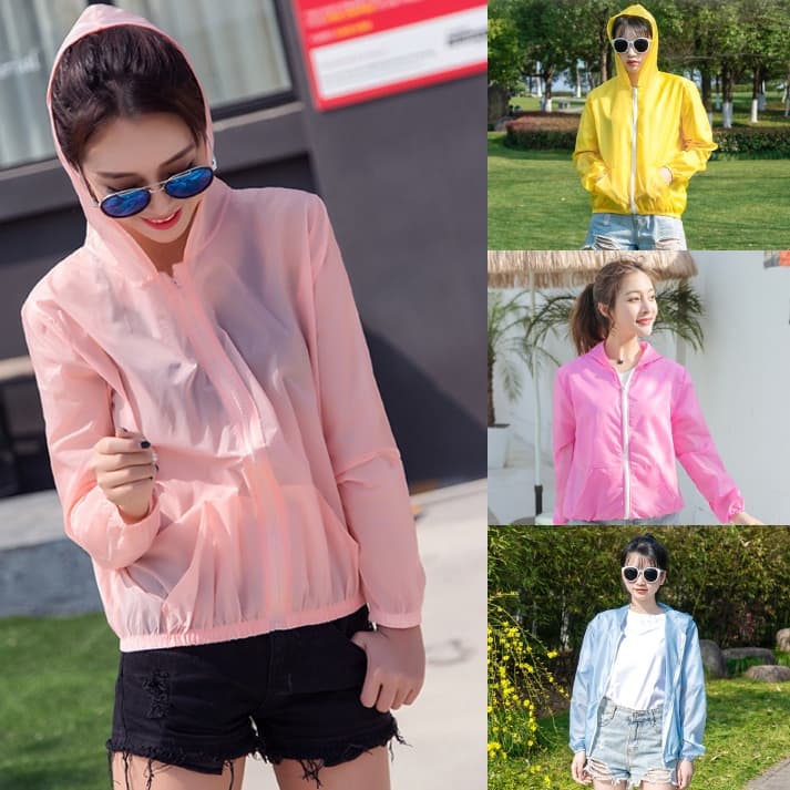 เสื้อกันแดด กันแสงuv กันแดดuv แห้งเร็ว ระบายความร้อนได้ดี ผ้าร่ม100% หลากสี มีฮู้ด มีกระเป๋าหน้า รูปที่ 2