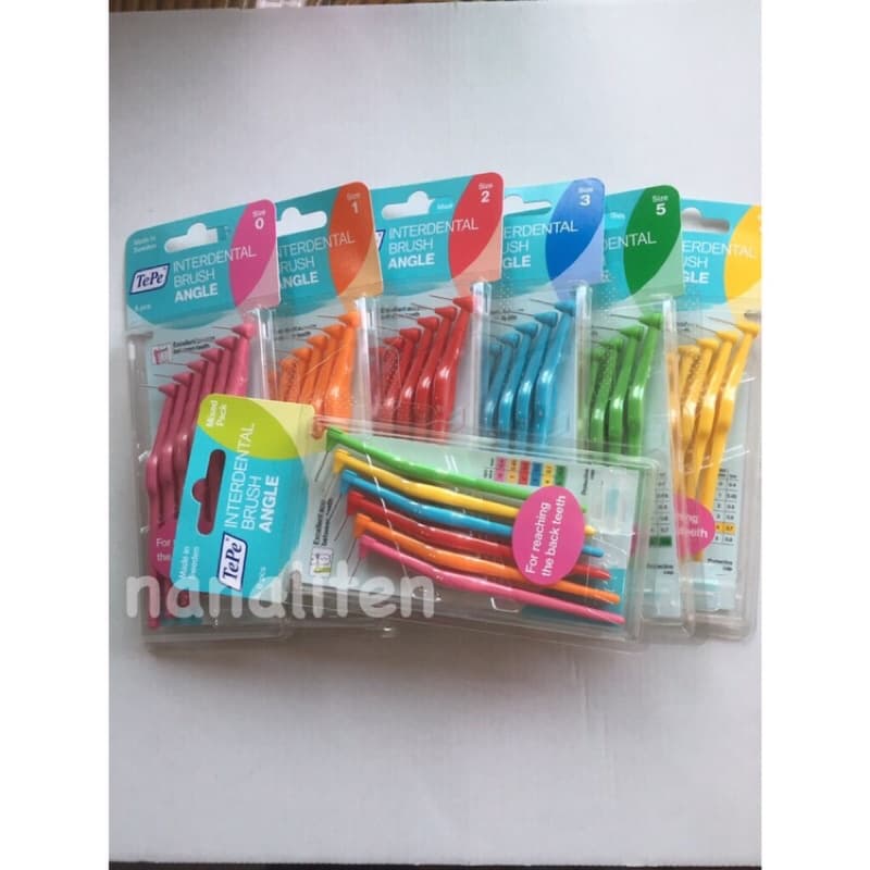 แปรงซอกฟัน เทเป้ Tepe Interdental Brush Angle แบบมีด้าม แปรงซอกดัดฟันขนาด0.4-0.8มมแพคละ6อันจากสวีเดน รูปที่ 1