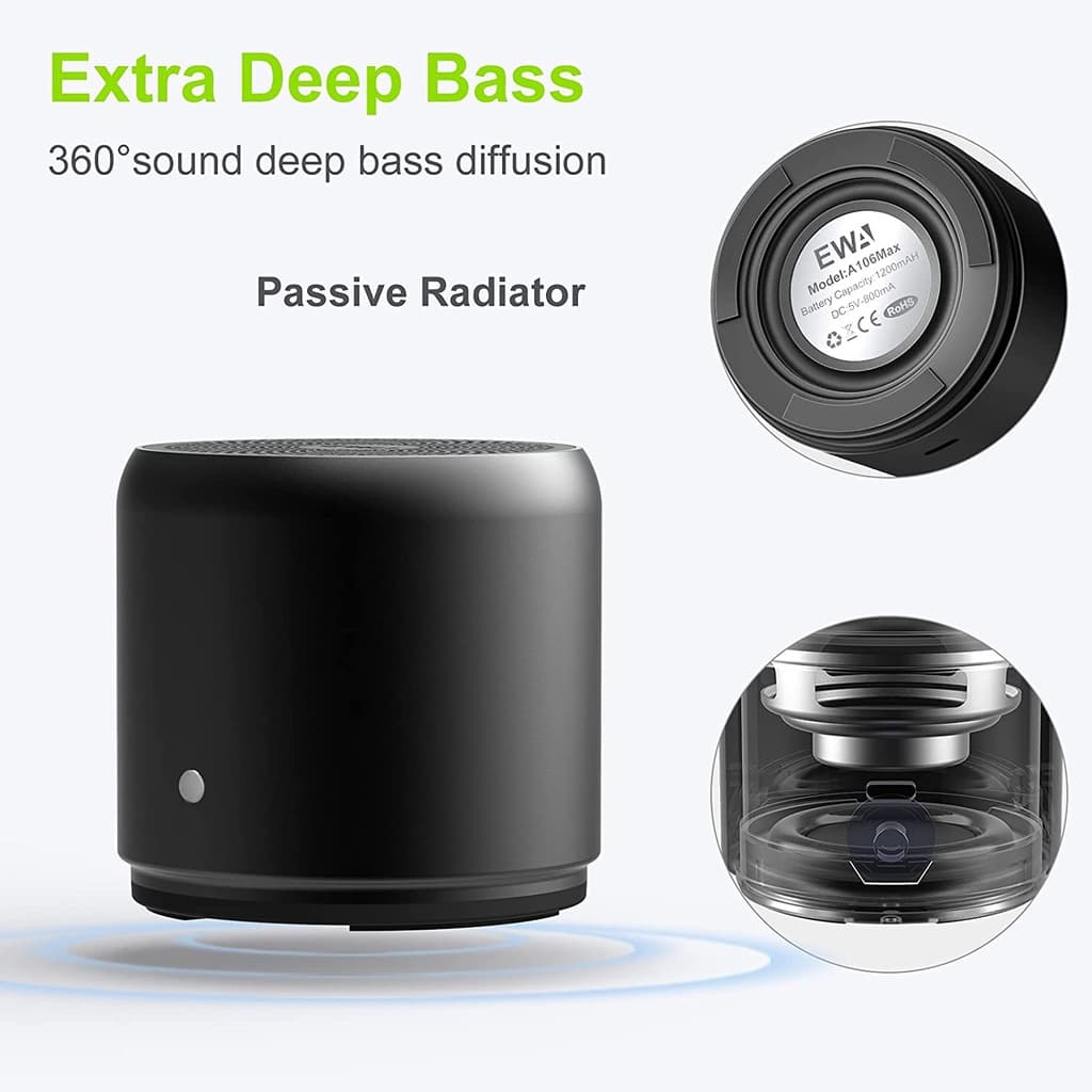EWA A106Max ลำโพงบลูทูธไร้สาย ลำโพงพกพา พร้อมเสียง HD 8W และ แบตเตอรี่1200mAh รูปที่ 3