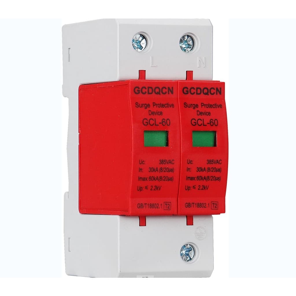 จากไทยSPD ป้องกันฟ้าผ่า2P AC385V 20KA/40KA/60KA ไฟกระชากสำรับโซล่าเซลล์AC ป้องกันแสงอาทิตย์ รูปที่ 2
