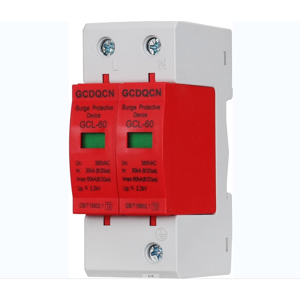 จากไทยSPD ป้องกันฟ้าผ่า2P AC385V 20KA/40KA/60KA ไฟกระชากสำรับโซล่าเซลล์AC ป้องกันแสงอาทิตย์ รูปที่ 3