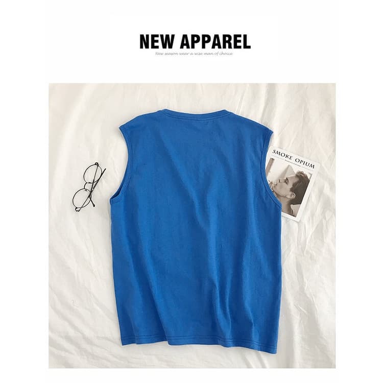Men INS Fashion Tank Oversize 98 เสื้อกล้ามผู้ชาย เสื้อยืดผู้ชาย90 ลายอักษรสกีนมาใหม่ รูปที่ 5