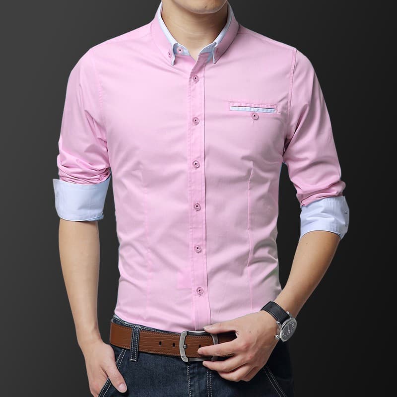 เสื้อเชิ้ต แขนยาว สไตล์ลำลอง แฟชั่นเกาหลี สำหรับผู้ชาย ขนาด M-5 Xl รูปที่ 6