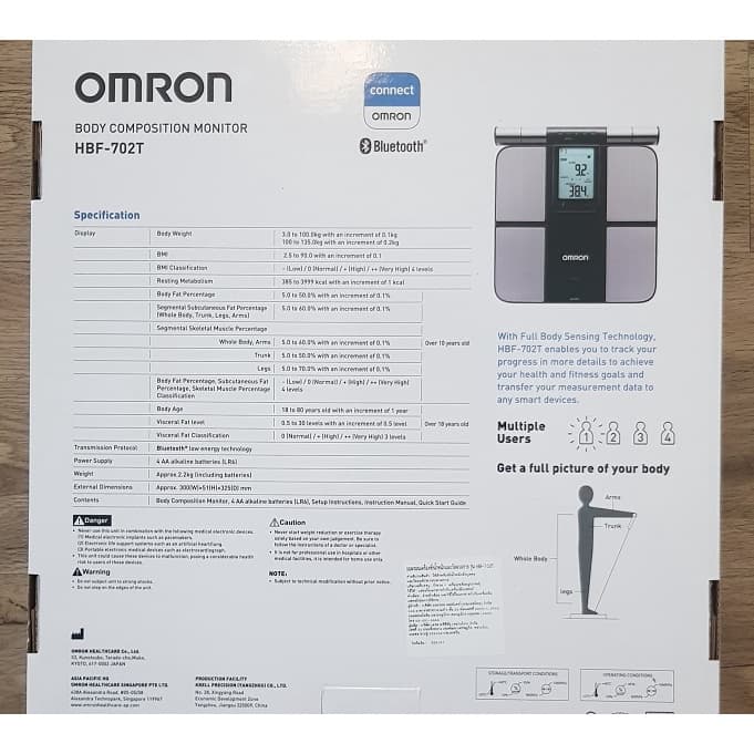 Omron เครื่องวัดองค์ประกอบร่างกาย /เครื่องชั่งน้ำหนักวัดไขมัน รุ่น HBF-702T รับประกันศูนย์ รูปที่ 2
