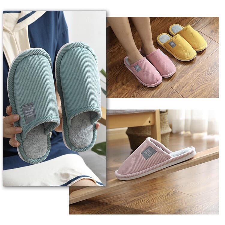 รองเท้าใส่ในบ้าน พื้นยาง กันลื่น slipper สลิปเปอร์ สีพื้น เท้าอวบเพิ่ม 1 ไซส์ รูปที่ 2