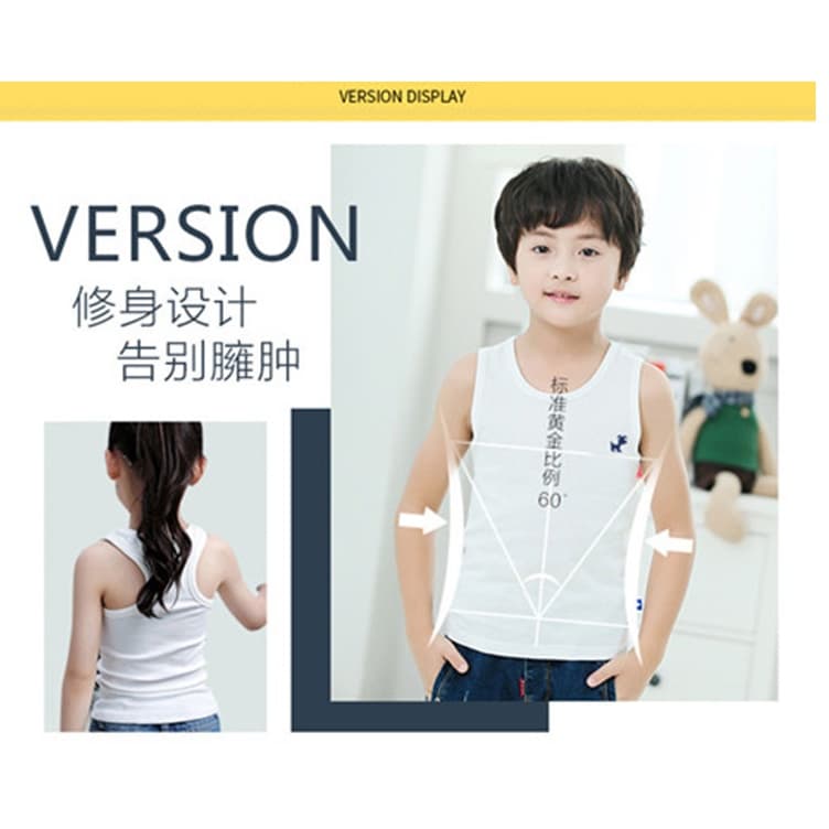 เสื้อกล้ามเด็ก หญิง/ชาย underwear ผ้าฝ้ายแท้100% 2-13ขวบ/เสื้อชั้นในเด็กระบายอากาศ รูปที่ 3