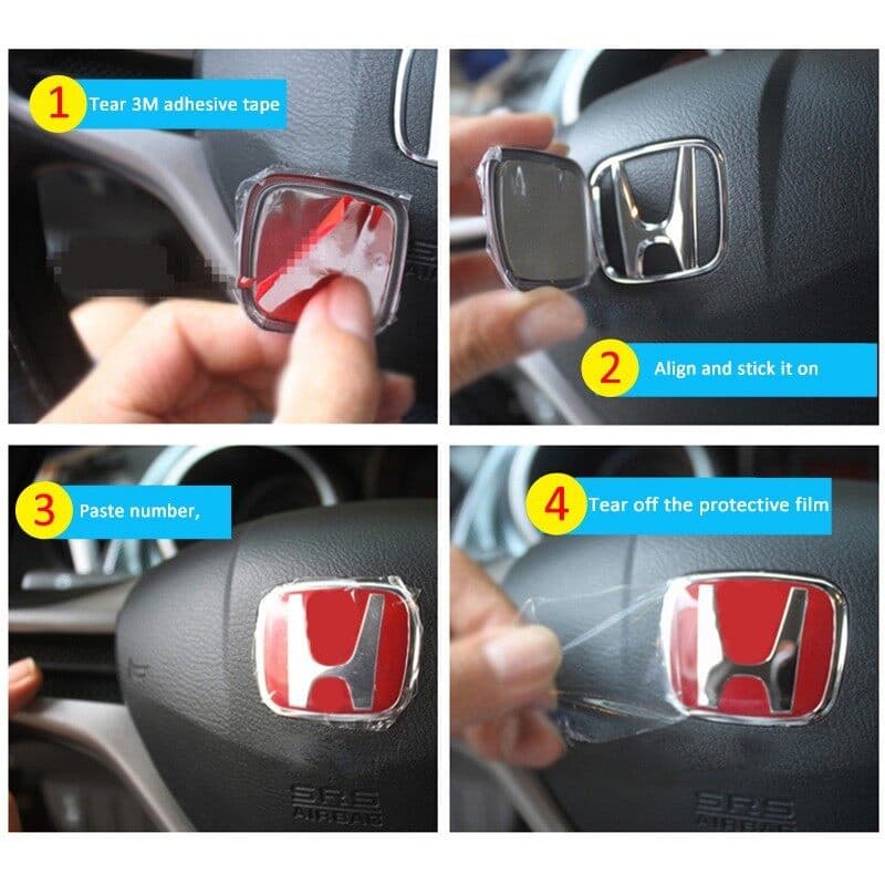 ปลอกหุ้มพวงมาลัยรถยนต์ สติ๊กเกอร์โลโก้ Honda Civic Accord CRV HRV Fit Jazz City Odyssey Vezel สีแดง สําหรับติดพวงมาลัย รูปที่ 4