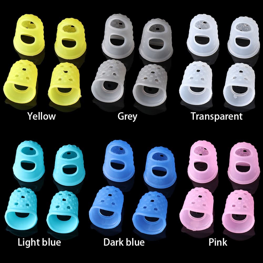 Fay ซิลิโคนสวมนิ้วมือ กันลื่น คุณภาพสูง 6 สี สําหรับเล่นกีตาร์ อูคูเลเล่ XS S M L XL 4 ชิ้น ต่อชุด รูปที่ 2