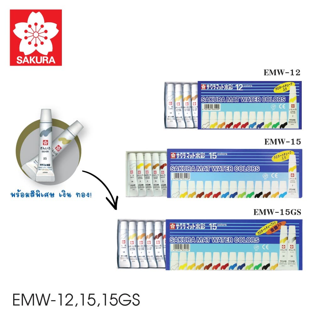 SAKURA สีน้ำ SAKURA Mat Water Colors สีซากุระ รหัส EMW รูปที่ 2