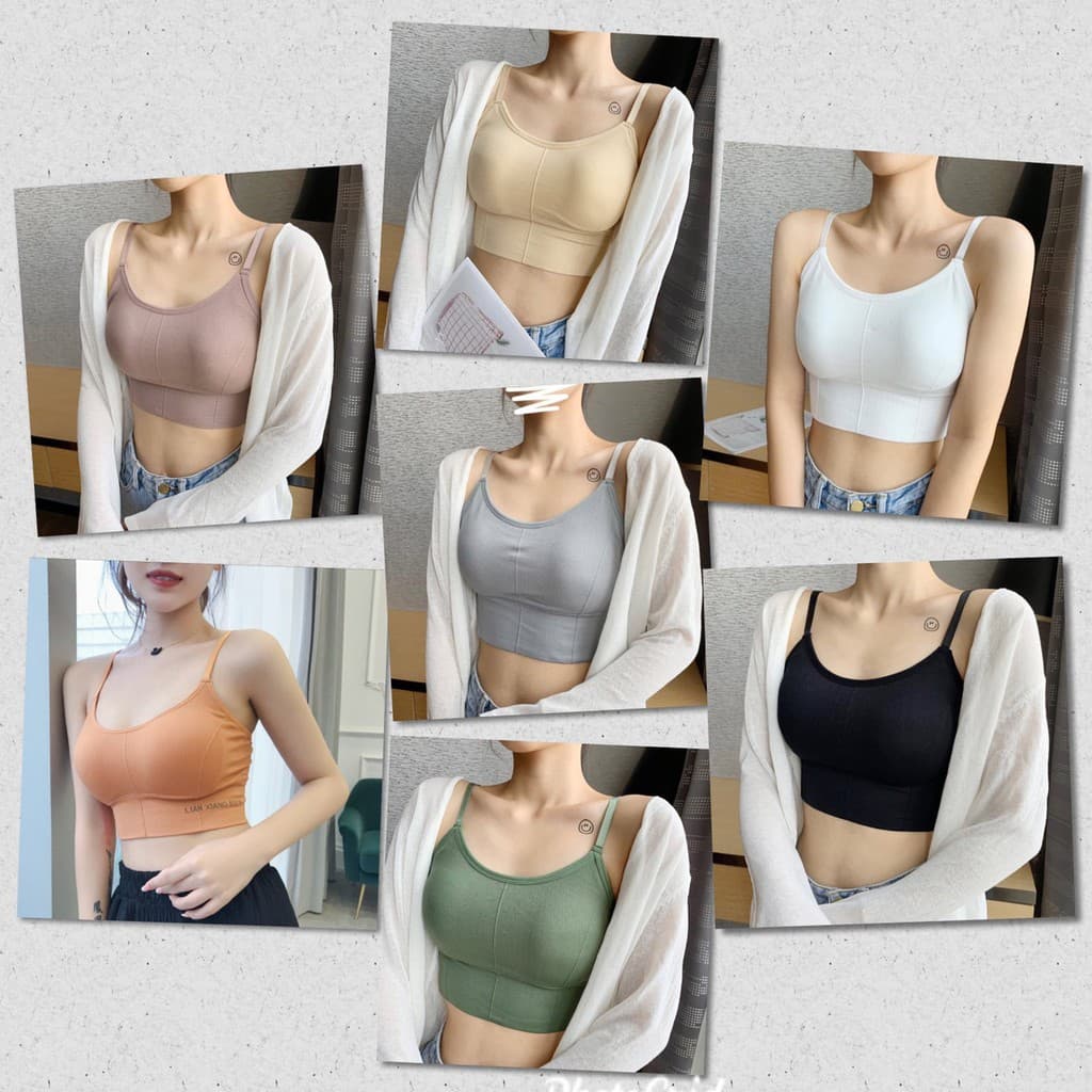 บรา สายเดี่ยว ครึ่งตัว สปอร์ตบรา เสริมฟองน้ำ ปรับสายได้ ผ้านุ่ม ระบายอากาศ เกรดพรีเมี่ยม รูปที่ 8
