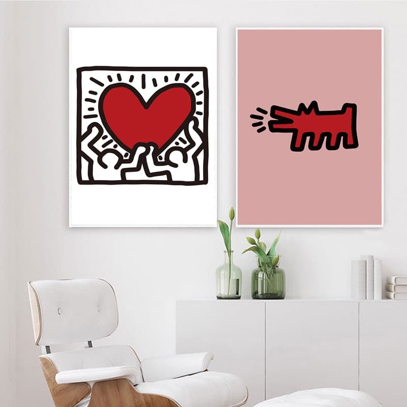 ภาพโปสเตอร์ Keith Haring Abstract วินเทจบนผ้าแคนวาสตกแต่งผนังห้องนั่งเล่น รูปที่ 3