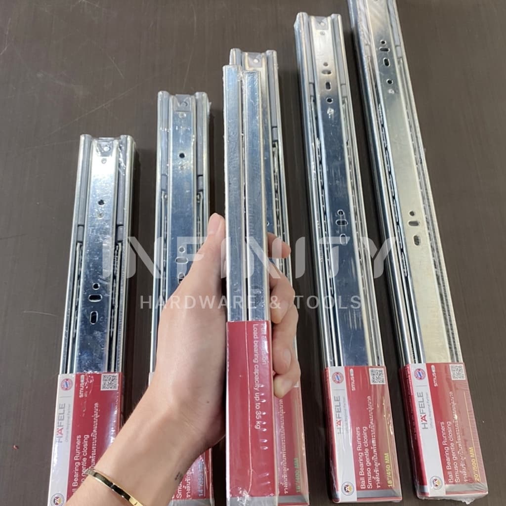 Hafele รางลิ้นชัก 2 ตอน ระบบ Soft Close เปิด-ปิดแบบนุ่มนวล ขนาด 10"-20" รูปที่ 7