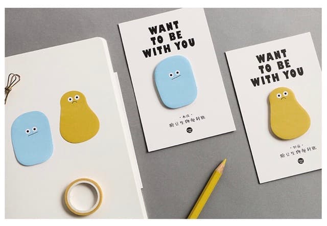 กระดาษโน๊ตแบบมีกาว ลายกลมๆ ลายการ์ตูนแสดงอารมณ์ sticky note รูปที่ 5
