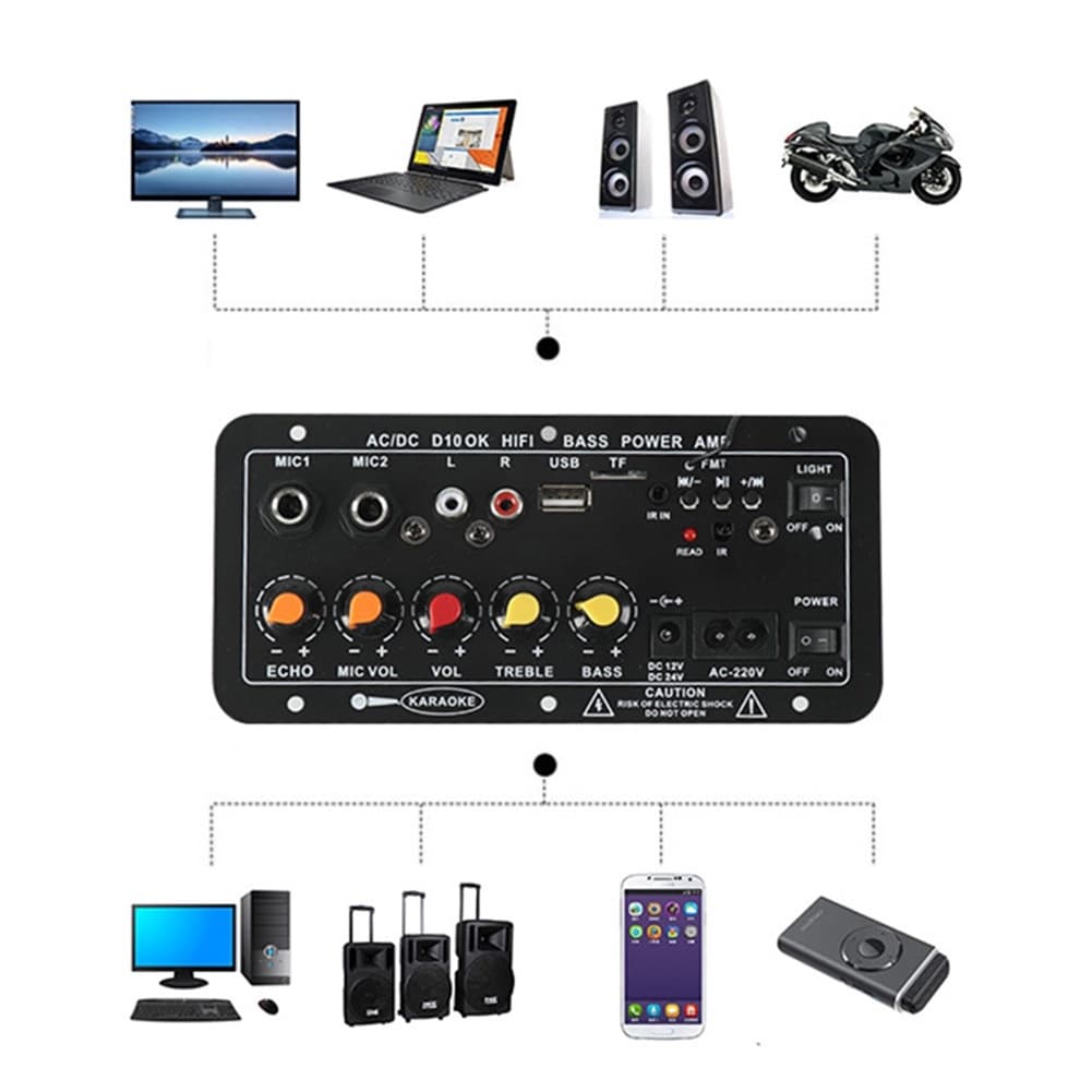 D10 แอมป์จิ๋วแอมป์บลูทูธ 12V พร้อมจอแสดงผล แอมป์จิ๋วแรงๆ12v 24v เพาเวอร์แอมป์ Amplifiers รูปที่ 9