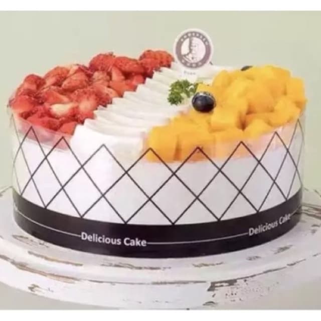 Bakery D'VER พลาสติกแข็งพันเค้กลายตาข่าย พลาสติกพันเค้กสไตล์เกาหลี 8 cm. น่ำหนัก 1kg. ลาย Delicious cake รูปที่ 2