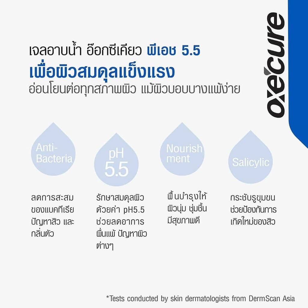 Oxe'cure เจลอาบน้ำ ป้องกันผิวจากรังสี UV สูตรอ่อนโยน Body Wash pH5.5 400ml รูปที่ 6