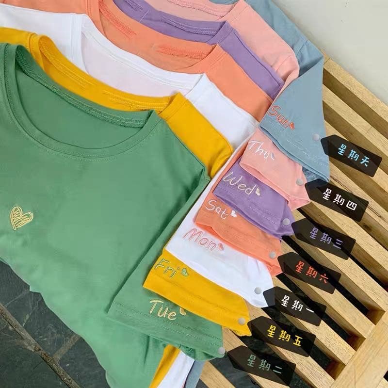 SHOP MKLเสื้อยืดแฟชั่นสตรี แขนสั้น คอกลม ปักลายหัวใจ ทรงหลวม #9117 รูปที่ 2