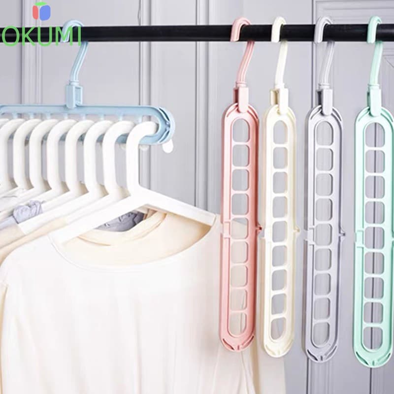 OKUMI_SHOP ไม้แขวนผ้า ไม้แขวนเสื้อ 9 ช่อง แบบประหยัดพื้นที่ รูปที่ 2