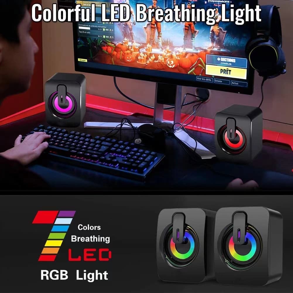 ลำโพงคอม ลำโพงพิวเตอร์ รุ่น A2 LED ลำโพงคอมพิวเตอร์ ลำโพงเบสหนักๆ เบสดีๆ ลำโพง ใช้งานได้กับโน๊ตบุ๊ค แล็ปท็อป รูปที่ 3